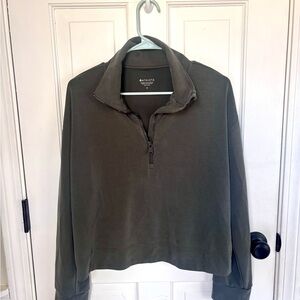 Athleta Olive Green Quarter-Zip Pullover Medium